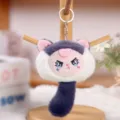 Simpatico portachiavi gatto peluche bambola soffice ciondolo zaino tendenza giocattolo morbido carino - Giocattolo sonoro elfo dango - bianco e nero