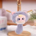 Cute plush cat keychain fluffy anime doll backpack pendant soft toy accessory for bags keys - Dream Elf Squeaky Squishy Toy - Grey