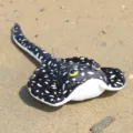 Cute stingray plush toy soft marine animal stuffed doll with realistic polka dot design. - Simulated Stingray Black / 35cm