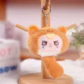 Cute orange plush toy pendant with cute embroidered facial expression and metal keychain. - Dream Elf Squeaky Squishy Toy - Orange