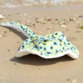 Yellow blue spotted stingray plush toy soft marine animal stuffed doll beach photo prop - Simulated Stingray Yellow / 54cm