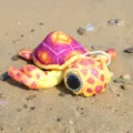 Colorful plush turtle toy with lanyard soft marine stuffed animal small cute ocean creature doll - Big Eye Turtle Rose Red / 20cm