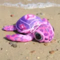 Plush turtle toy, pink purple color, cute stuffed sea animal with hanging rope for kids gift. - Big Eye Turtle Purple / 20cm