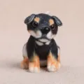 Cute simulation puppy plush toy pendant, black and brown stuffed animal keychain backpack charm. - Black