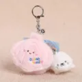 Portachiavi in peluche con conchiglia rosa e foca bianca, dolce ciondolo borsa. - Ciondolo in peluche nido di conchiglia famiglia dell'oceano - 10cm - rosa