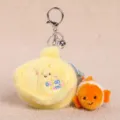 Portachiavi in peluche con nido di conchiglia e bambola di pesciolino, morbido. - Ciondolo in peluche nido di conchiglia famiglia dell'oceano - 10cm - giallo