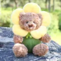 Süßer Plüsch Teddybär mit gelbem Blumenkragen, weiches Kuscheltier Puppe für Kinder Geschenk - Blumenbär Gelb / Gelb