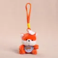 Cute plush animal keychain with chef hat and bib, orange fluffy bag charm accessory. - Fox Pendant / Orange