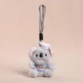 Cute grey koala plush keychain with chef hat and striped apron, soft bag pendant toy. - Koala Charm / Gray
