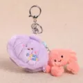 Plush seashell and crab keychain, cute ocean animal bag charm and plush toy pendant. - Ocean Family Shell Nest Plush Pendants - 10cm - Purple