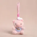 Mignon porte-clés en peluche cochon rose avec chapeau de chef et pendentif bavoir rayé - Pendentif Cochon