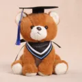 Schöner brauner Abschieds Teddybär Plüschtier mit Doktorhut und Schärpe, ideales Abschlussgeschenk. - Abschlussbär / 25cm / Braun