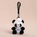 Mignon porte-clé en peluche panda avec toque de chef et bavoir rayé pour sacs à dos. - Pendentif Panda
