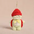 Adorable pendentif tortue en peluche avec bonnet rouge et lunettes,porte-clés sac mignon. - Rouge