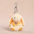 Simpatico portachiavi in peluche soffice con coniglietto e ciondolo per borsa in metallo. - Stile Scialle (11cm) / Giallo