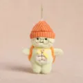 Mignon porte-clés en peluche tortue avec petit bonnet et sac à dos, joli pendentif de sac. - Orange
