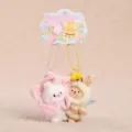 Cute magnetic pair plush rabbit keychains with hanging card backpack ornament gift - Flower Elf Series - Bee Rabbit Pink 8cm - Pink and Yellow