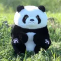 Realistischer Panda Plüschtier süßes Stofftier weiche Puppe Kinder Geschenk Deko neu - Moppeliger Panda - Schwarz / 28cm