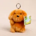 Cute brown puppy plush toy keychain, mini fluffy dog bag charm pendant for gifts. - Tiny Golden Retriever Plush