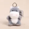 Cute grey hippo plush keychain bag charm soft toy pendant fluffy animal gift item - Tiny Donkey