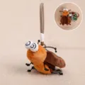 Cute plush bug keychain, funny cartoon insect plush toy, brown plush bag charm pendant ornament. - Confused Cockroach
