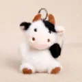 Cute black and white cow plush toy keychain fluffy animal bag charm soft doll gift - Little Bean Cow Plush Toys