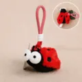 Cute ladybug plush keychain with big eyes, soft toy bag pendant and car charm for kids. - Ladybug