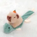 Cute capybara plush toy with orange head decoration riding green alligator slap bracelet. - Capybara Riding Turtle Slap Bracelet / Single Slap Bracelet