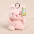 Pink plush bunny keychain, cute stuffed animal bag charm pendant for gifts and decoration. - Little Bean Rabbit Plush