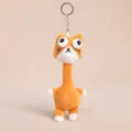 Cute long neck cat plush keychain funny animal bag charm soft toy pendant for backpack decor - Long-Neck Kitten Pendant