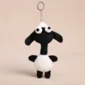 Cute long neck animal plush toy keychain soft doll cartoon bag pendant for daily decoration. - Long-Neck Lamb Pendant