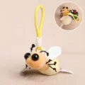 Cute plush insect keychain bag charm with big eyes yellow strap soft toy pendant 1pc - Firefly