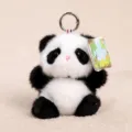 Fluffy cute panda plush toy keychain bag pendant charm soft animal doll gift decoration. - Little Bean Panda