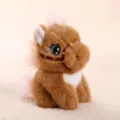 Cute brown plush pony toy with pink mane, soft stuffed horse animal doll for kids gift. - Brown