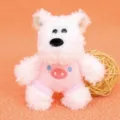 Schattig pluche speelgoed hanger sleutelhanger zachte knuffel pop tas pluizige decoratie - Westie hond in roze varkenskostuum - 13 cm