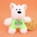Leuke witte pluche puppy pop sleutelhanger met groene kikker outfit tas hangend ornament - Westie hond in groen kikkerkostuum - 13 cm
