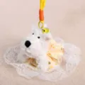 Simpatico portachiavi cagnolino in peluche bianco con gonna margherita gialla accessorio borsa. - Gonna Ape Westie Giallo