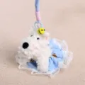 Simpatico portachiavi in peluche di cucciolo bianco con gonna blu ciondolo ape borsa giocattolo - Gonna Ape Westie Blu