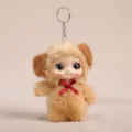 Lindo llavero de peluche con forma de perrito y anillo metálico ideal para tu bolso. - Colgante de Perro / Patrón de Perro Marrón