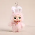 Lindo llavero de muñeca de conejo de peluche rosa, colgante de bolso cara de vinilo. - Colgante de conejo incluido / Conejo Rosa