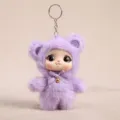 Adorable llavero de muñeca de felpa morada con cara de vinilo y disfraz de animal suave. - Oso Púrpura