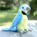 Blue and yellow plush parrot toy, cute stuffed animal doll for kids gift and bag pendant. - Parrot Doll / 22cm / Blue