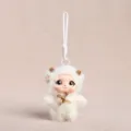 Lindo colgante de muñeca de cordero de felpa con cara de vinilo para bolso y llaves. - Oveja Beige Cuerda de Mano