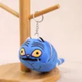 Cute blue cartoon animal plush keychain pendant with metal ring soft stuffed toy bag charm - Demon Hunter Tuan Tuan Tiger Pendant - Approx. 10cm/25g