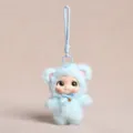 Lindo llavero de muñeca de peluche vinilo colgante de animal esponjoso bolso mono - Oso Azul Cuerda de Mano