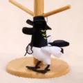 Cute plush bird keychain with hat soft toy bag charm animal pendant plushie accessory - Demon Hunter Crow Pendant - Approx. 15cm/25g
