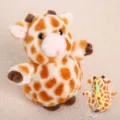 Cute chubby giraffe plush toy doll with matching mini keychain pendant, soft stuffed animal gift. - Giraffe Charm / 17cm / White Brown