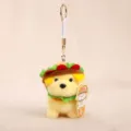 Cute plush dog burger keychain cute animal pendant bag accessory soft toy keyring - Burger Puppy - Yellow
