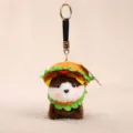 Cute hamburger puppy plush toy keychain fluffy animal doll bag pendant cute accessory gift item - Burger Puppy - Brown