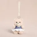 Cute plush teddy bear keychain with denim skirt, soft bag pendant and cute girl gift choice. - White Denim Skirt Bear Pendant Approx 14cm/55g